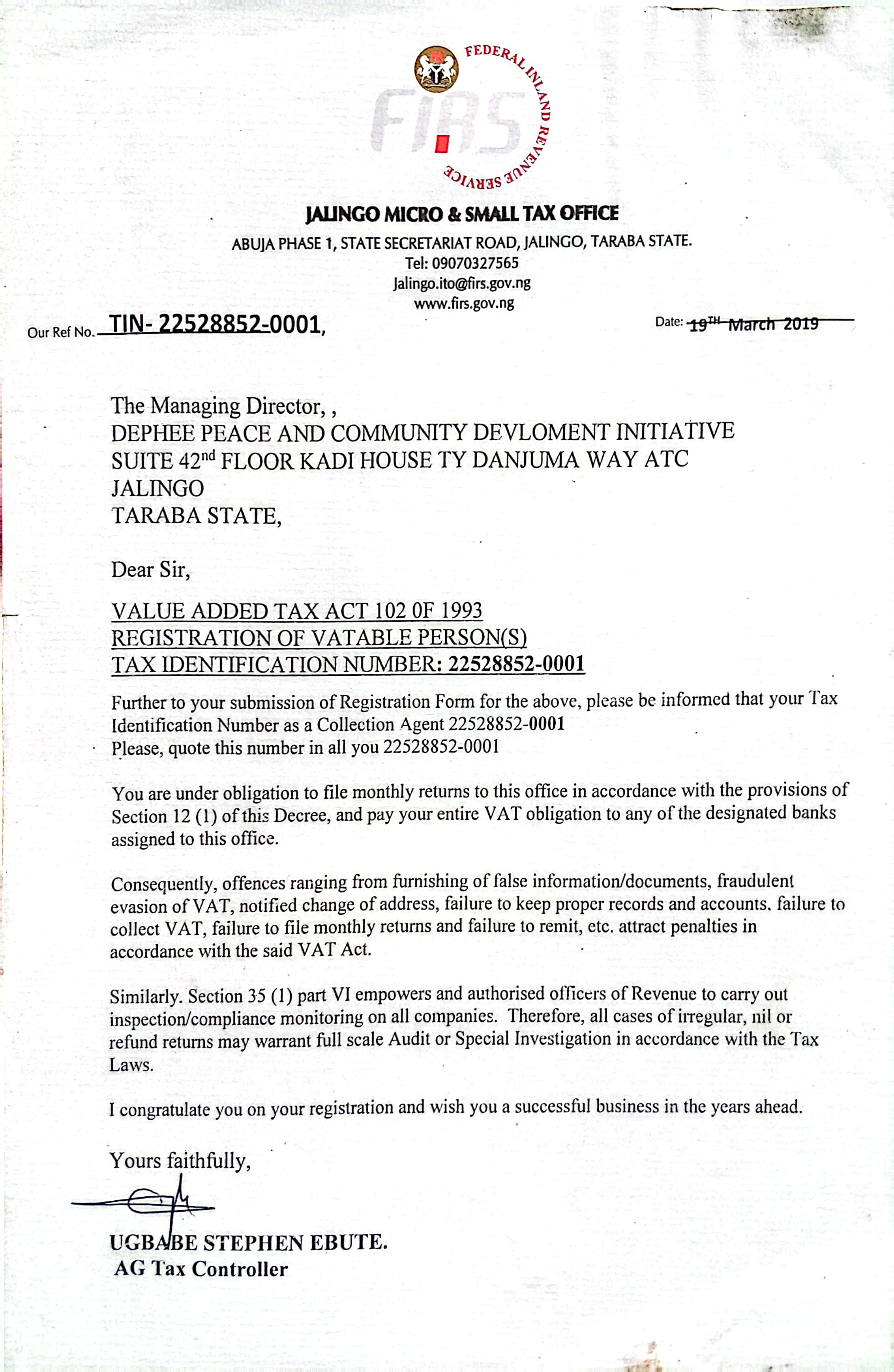 FIRS Tax Registration & TIN